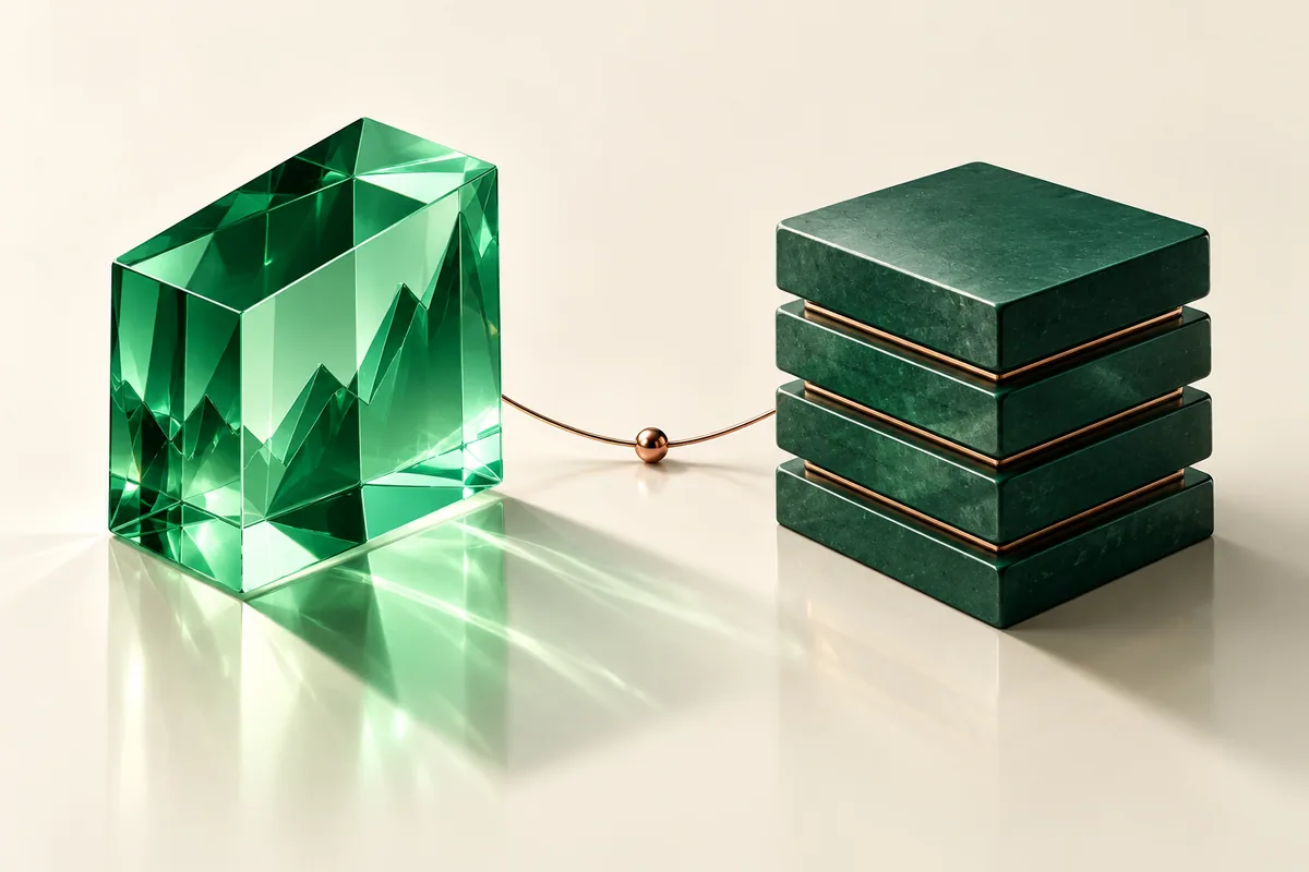A glass prism and solid tiles representing CFD exposure versus share ownership