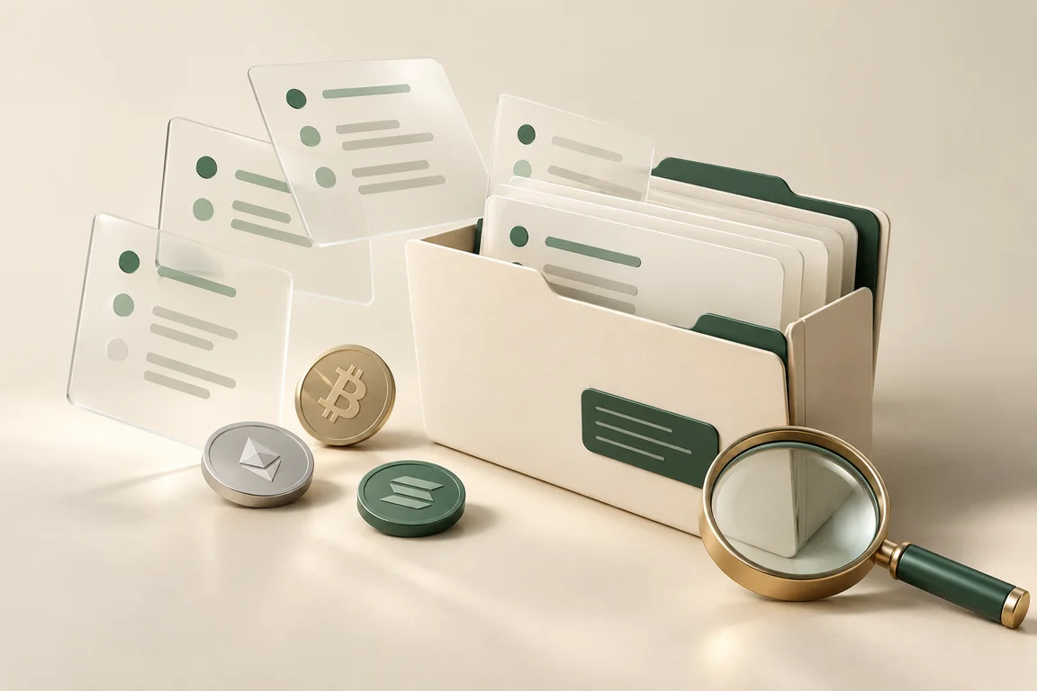 Illustration of collecting and reconciling crypto records